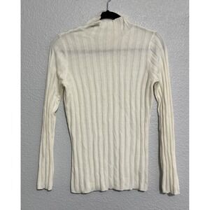 Arach&Cloz Women's Ivory Lamb Cashmere Blend Long Sleeve Sweater Top - SZ S